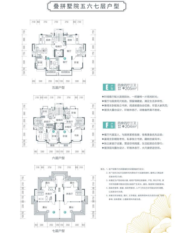 云臺(tái)山恒大養(yǎng)生谷疊拼墅院204 205平方五 六 七層戶型品鑒